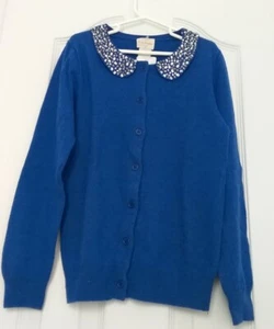 Crewcuts JCrew Girls' Royal Blue Wool Embellished Cardigan Sweater Sz 8 NWT - Picture 1 of 6