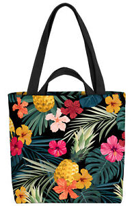 Tropische Ananas Tasche Tropen Blumen-Muster gemustert Hibiskus-Blüten Palmen