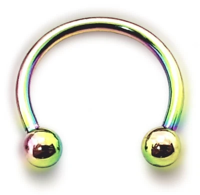Titanium Circular CBB Horseshoe Bar Body Piercing 16g (1.2mm) Rainbow g23 k pop - Image 1 of 4