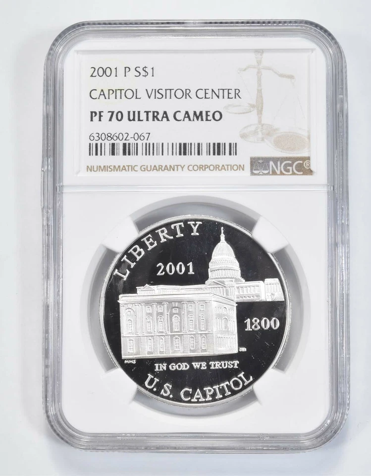 2001 P US Capitol Commemorative Proof Silver Dollar NGC PF70 UCAM - Image 1 of 4