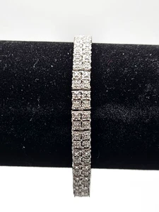 Vintage Thailand 925 Sterling Silber 7,5" Tennis Armband 16 Gramm - Bild 1 von 10