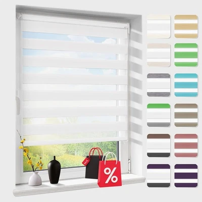 Doppelrollo Klemmfix ohne Bohren Rollo mit Kassette Zebrarollo Duo Fensterrollo - Bild 1 von 4