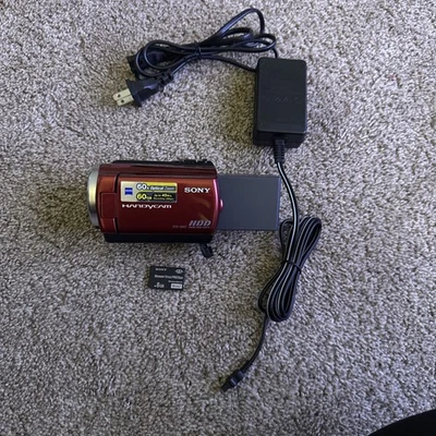 Sony Handycam DCR-SR47 Red Digital Video Camera Camcorder 60x Zoom 60GB - Tested - Image 1 of 4