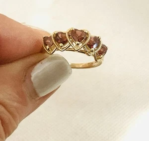Anillo Corazón Turmalina Rosa Oro 14k Talla 6 - Imagen 1 de 5