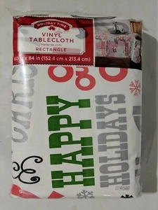 Holiday Time "Happy Holidays" Vinyl Tablecloth 60"x84" - Sealed! - Picture 1 of 2