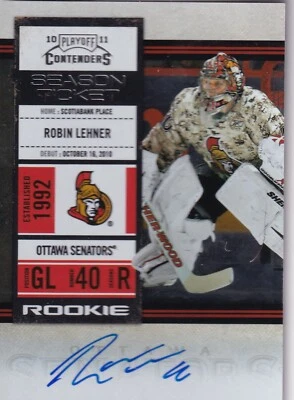 2010-11 Playoff Contenders #153 Robin Lehner AUTO RC - Image 1 of 2
