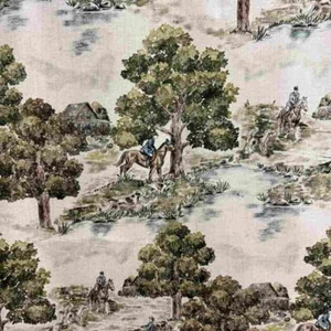 4 Drapes YORKTOWN  HTF Rare Equestrian Horse Toile Large Ivy Multi Large - Picture 1 of 5