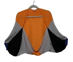 Double Zero Shrug Women's M Orange Black Gray Pleated - Picture 1 of 5