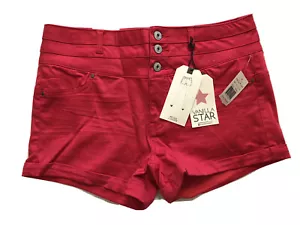 Vanilla Star Mid Rise Shortie Shorts Juniors Size 9 Fiesta Red 3” Inseam Cuffed - Picture 1 of 8