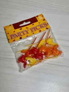 Vtg Amscan Plastic Party Picks TURKEYS THANKSGIVING Red Yellow Orange Sealed - Picture 1 of 6