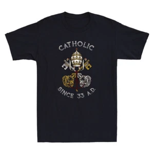 Roman Catholic since 33 AD Church Holy See Vintage Men's Short Sleeve T-Shirt - Picture 1 of 8