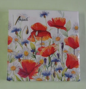 20 Servietten Klatschmohn Kornblumen 1 Packung OVP Ambiente Mohn Wiese Blumen - Bild 1 von 2