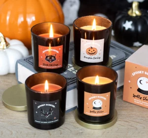 Spooky Halloween Scented Candles Bats Brew Pumpkin Carving Black Cat Curse - Picture 1 of 38