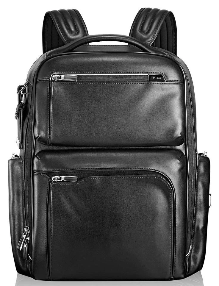 TUMI Arrive Bradley Backpack Black FULL LEATHER Laptop Bag, Style