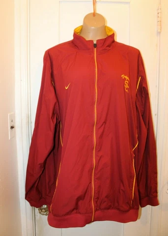NIKE Team Issued USC Trojans Windbreaker Zip Track Sport Jacket XXL Cardinal Red Cover