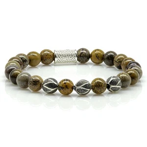 Yellow Flower Stone Armband Bracelet Perlenarmband 925 Sterling Silber Kugeln - Bild 1 von 12