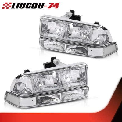 Fit For 1998-04 CHEVY S10/BLAZER Chrome Housing Clear Corner Headlights Assembly - Image 1 of 4