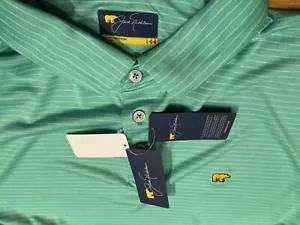 NEW w/ $66 Tags Jack Nicklaus Golden Bear Golf Polo Shirt Size L Green Stripe - Picture 1 of 4