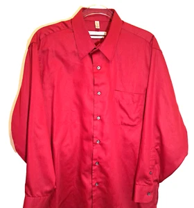 Geoffrey Beene Dress Shirt Men's L 16 1/2 32/33 Red Button Up Classic Preppy - Photo 1/8