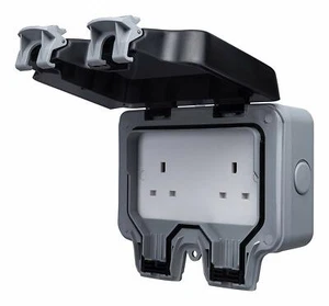 13 Amp Weather Waterproof Dustproof Outdoor 2-Gang Electrical Socket - WP24 IP66 - Picture 1 of 1