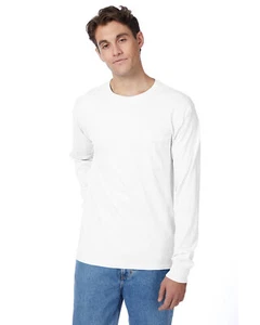 Hanes Men's Authentic-T Long Sleeve Pocket Stylish T Shirt Casual T-Shirt 5596 - Picture 1 of 9
