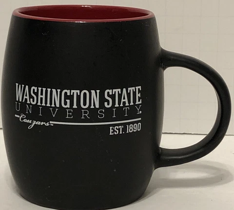 Washington State University Cougars Ceramic Black Red Coffee Mug Official Tag Cover