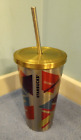 Starbucks 16 oz.Stainless Travel Cup with Lid and Metal Straw  colorful