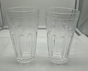 Ralph Lauren "Emma" Pressglas Wasser GLAS 12 Unzen 5 3/4 Zoll leuchtet Set 2 - Bild 1 von 9