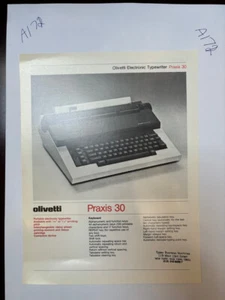 Pubblicità catalogo brochure vendita foglietti tecnici 30 vintage OLIVETTI PRAXIS *ORIGINALE* - Foto 1 di 2