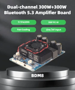 300W+300W DSP PC UI TPA3255 Bluetooth 5.3 Audio-Verstärker DC18-48V AUX-Eingang - Picture 1 of 19