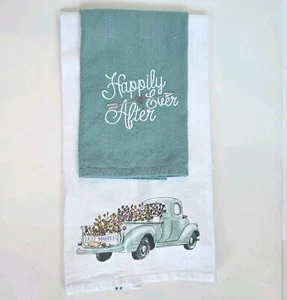 Wedding House Gift Kitchen Tea Towels Happily Ever After  Embroidered *READ Pls - Picture 1 of 11