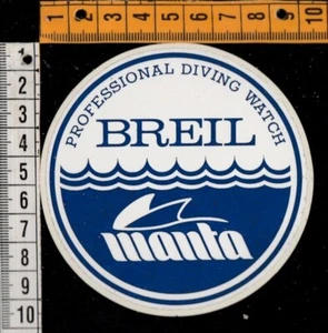 VINTAGE AUFKLEBER STICKER -BREIL MANTA, PROFESSIONELLE TAUCHERUHR - Bild 1 von 1