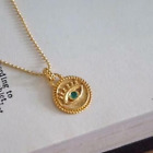 Vintage Evil Eye Pendant 14k Yellow Gold Plated 2Ct Round Lab-Created Emerald