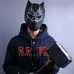 2018 Black Panther Mask Cosplay Superhero Latex Helmet Halloween Mask Prop New - Picture 1 of 12