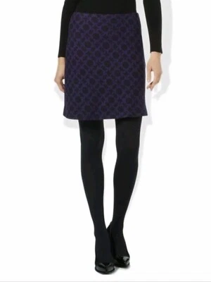 MINIFALDA HOBBS CHAMROUSSE MORADA Y NEGRA PURA LANA LÍNEA A NUEVA CON ETIQUETAS UK14 £100 Foto 1 de 4