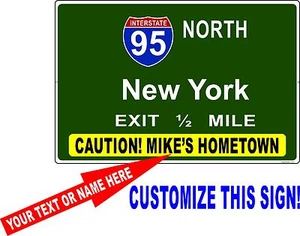 Mini Interstate Sign, i95, NEW YORK - CUSTOMIZE THIS SIGN , big apple, NY, - Picture 1 of 1