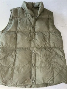 Lands End Damen Daunen gefütterte Weste Druckknöpfe Armeegrün Outdoor L 14/16 - Bild 1 von 5