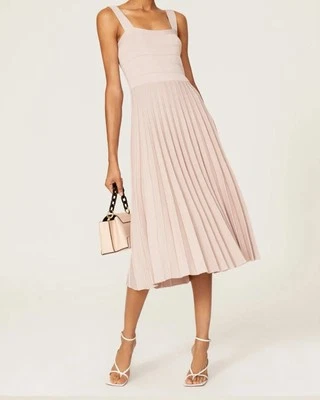 Vestido Derek Lam 10 Crosby Plisado Tejido Taupe Midi EU 42 US 6 EUC Foto 1 de 4