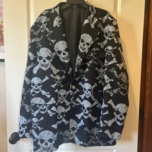 Skull And Crossbones Men’s Blazer Sport Halloween Coat Tall XL - Picture 1 of 13