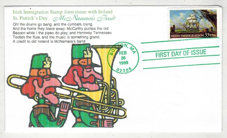 IRISH IMMIGRATION STAMP FDC 3286 IRELAND GOZEMBA & GREEN BOSTON CANCEL #5 - Image 1 of 1