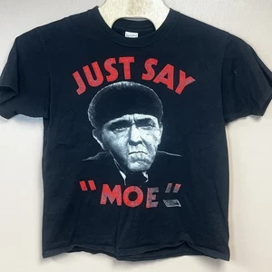 Vintage 1980s - 1990s Three Stooges Just Say Moe Graphic TV Shirt Black Size L - Picture 1 of 10