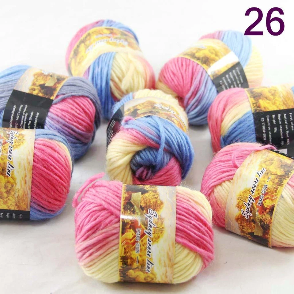 SALE LOT of 8 Skeins X 50g NEW Chunky Colorful Hand Knitting Scores Wool Yarn 26 - Image 1 of 4