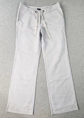 Pantalones de pierna ancha J Crew City Fit mezcla de lino para mujer 4 bolsillos grises con cordón Foto 1 de 4