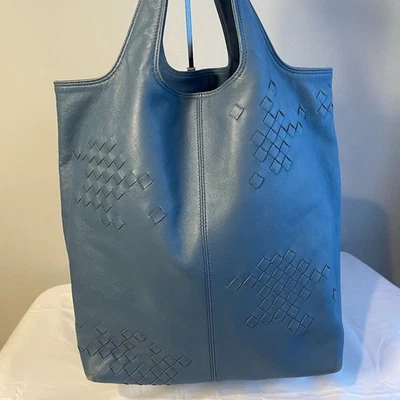 Bolsa Tote BOTTEGA VENETA Regent Intrecciato Nappa Couro, Azul - Usado - Imagem 1 de 4