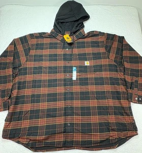 Carhartt Rugged Flex Relaxed Fit Flannel Fleece Lined Hooded Shirt Jac 4XL NWT - Picture 1 of 12