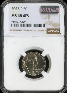 2025 Jefferson Nickel NGC MS68 FS MAC Quality. - Picture 1 of 2
