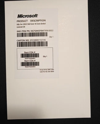 SQL Server 2022 Standard Core Edition, 16 Core License, Unlimited CALs - Image 1 of 3