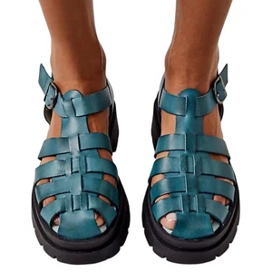 Free People Delaney Fisherman Plateau-Sandalen Oasis türkis W 7,5 neu mit Etikett UVP 158 $ - Bild 1 von 5