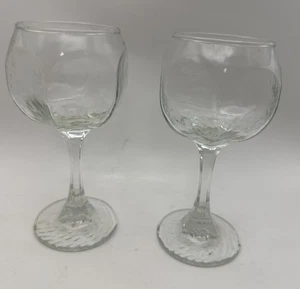 (2) Two LIBBEY WINE GLASSES CHIVALRY Panel DESIGN 5.75” T X2.5” D Vintage - Picture 1 of 13