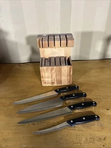 Fiskars 4 Piece Kitchen Knives Black Injection Molded Handles VTG Made in Finlan - Picture 1 of 9